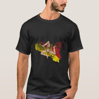 Sicilien Karta och Flagga Souvenir - Sicilien - Di T Shirt