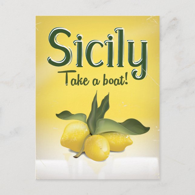 Sicilien lemon vintage resor poster vykort (Framsida)