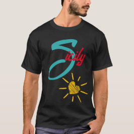 Sicilien med solskenande hjärta t shirt
