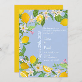 Sicilien Mediterranean Blue Lemon Bröllop Inbjudningar