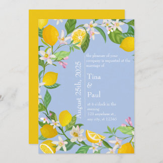 Sicilien Mediterranean Blue Lemon Bröllop Inbjudningar