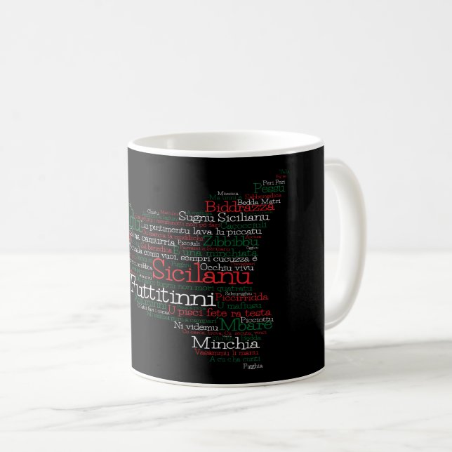 Sicilien Ord Art Karta Kaffemugg (Framsida höger)