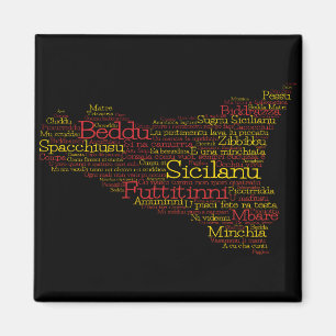 Sicilien Ord Art Karta Magnet