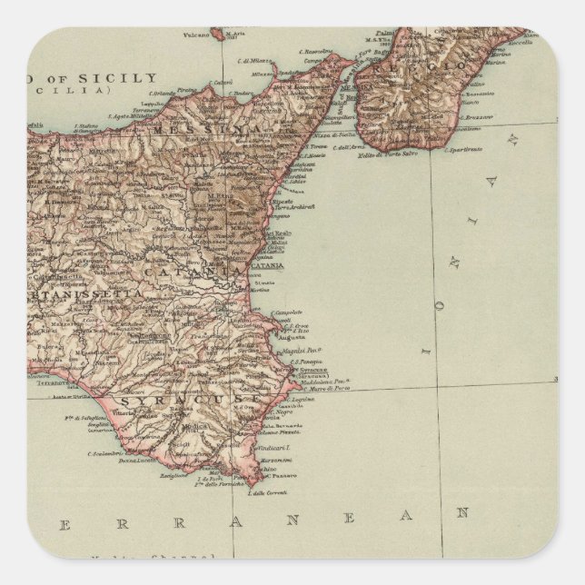 Sicilien, Sardinien Fyrkantigt Klistermärke (Framsida)