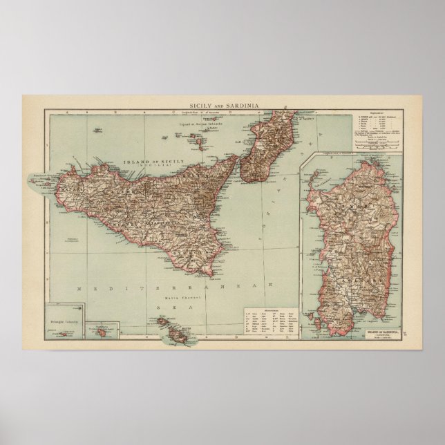 Sicilien, Sardinien Poster (Framsidan)