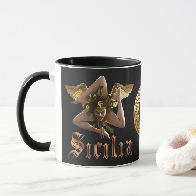 Sicilien / Sicilia Trinacria Medusa Gift Mugg (Med munk)