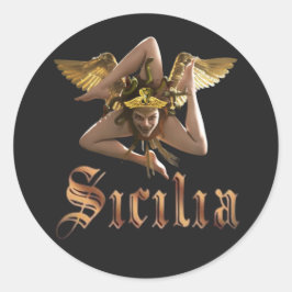 Sicilien / Sicilia Triskelion Trinacria STICKER Runt Klistermärke