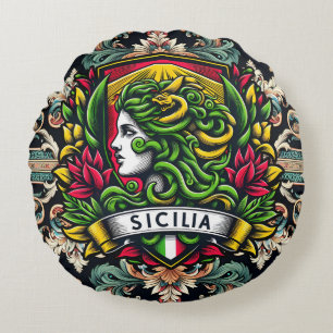 Sicilien, siciliansk design rund kudde