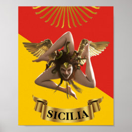 Sicilien / siciliansk Medusa  Trinacria  Affisch