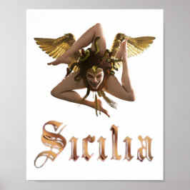 Sicilien / siciliansk Medusa Trinacria Poster