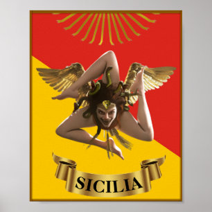 Sicilien/Sicilien Medusa Trinacria Poster
