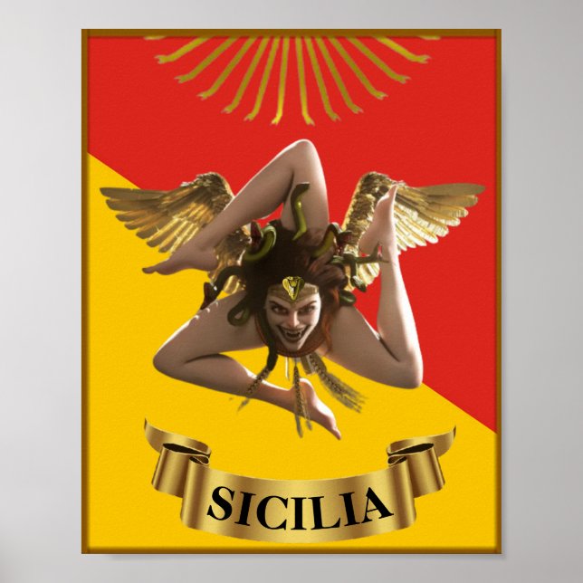 Sicilien/Sicilien Medusa Trinacria Poster (Framsidan)