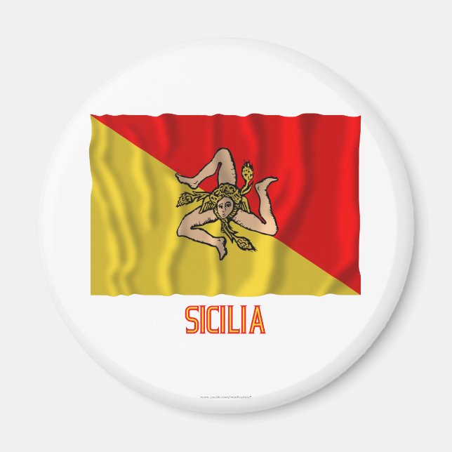 Sicilien som viftar flagga med namn magnet (Framsidan)