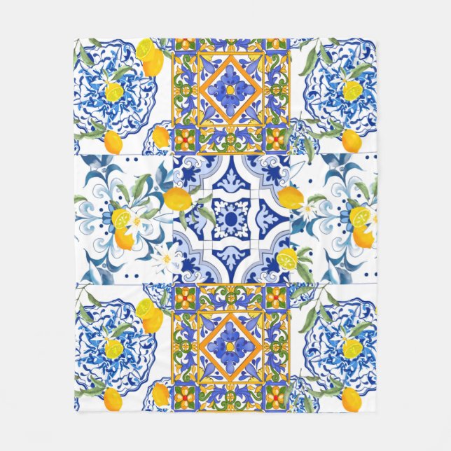 Sicilien,sommar,citrus Fleece Blanket (Framsidan)