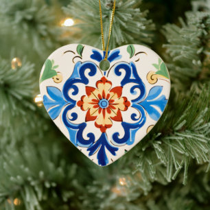 Sicilien Tile Mönster Julgransprydnad Keramik
