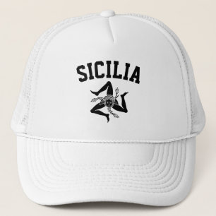 Sicilien Trinacria Black Din text  Keps