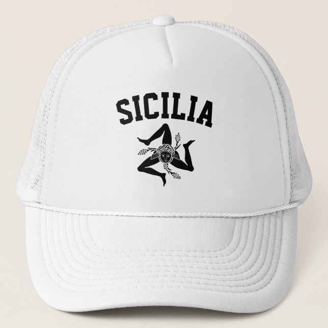 Sicilien Trinacria Black Din text  Keps (Framsida)