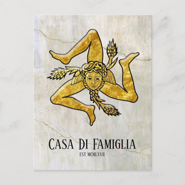 Sicilien Trinacria Din text Helg Vykort (Framsida)