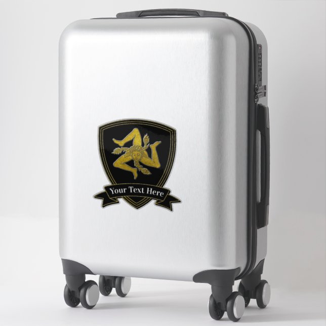 Sicilien Trinacria Din text Klistermärken (Resväska)