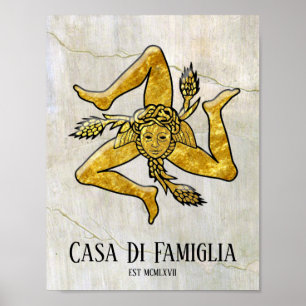 Sicilien Trinacria Din text Poster