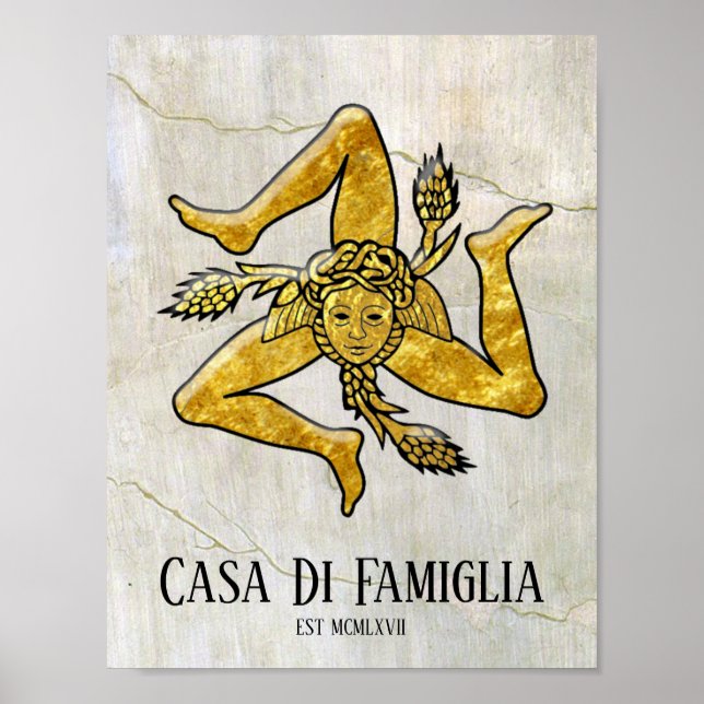 Sicilien Trinacria Din text Poster (Framsidan)