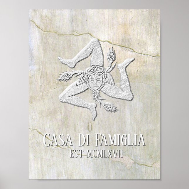 Sicilien Trinacria Din text Poster (Framsidan)