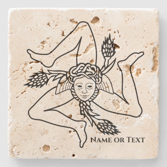 Sicilien Trinacria Ditt namn eller din text Stenunderlägg (Framsidan)