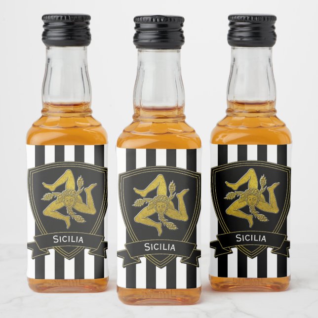 Sicilien Trinacria Guld och Rand Spritflaskor Etikett (Flaskor)