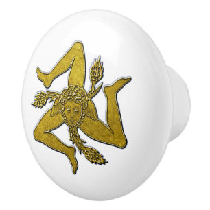 Sicilien Trinacria i Guld på Ditt Färg Knopp