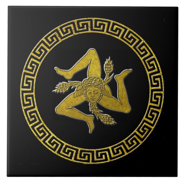 Sicilien Trinacria och Nyckel Kakelplatta (Framsidan)