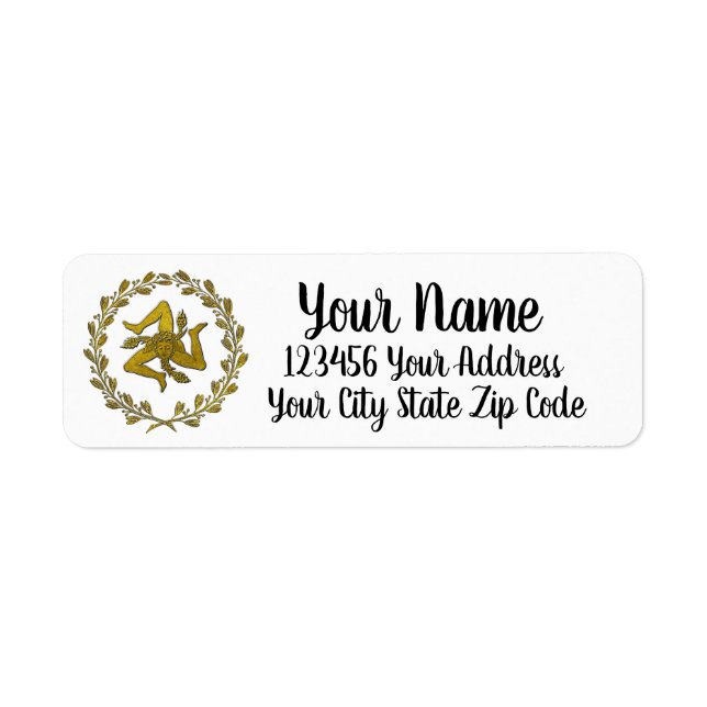 Sicilien Trinacria och Wandemin Returadress Etikett (Framsidan)