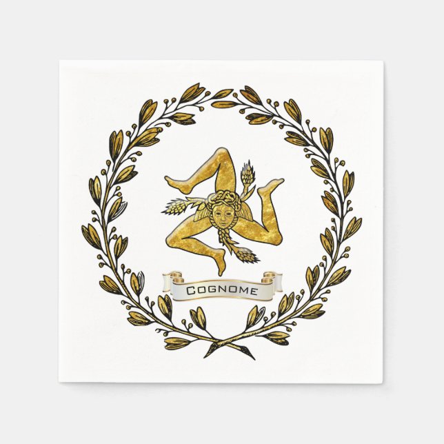 Sicilien Trinacria Olive-utandning Pappersservett (Framsidan)