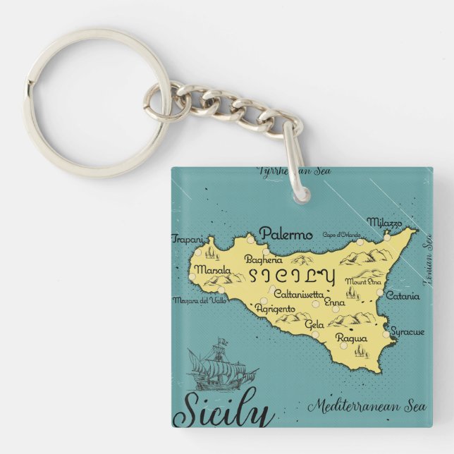 Sicilien Vintage nautisk karta (Framsidan)