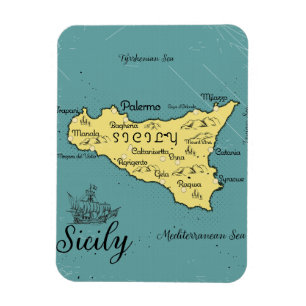Sicilien Vintage Sjökarte Magnet