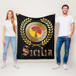 Sicilienli flagga och krucifix fleecefilt