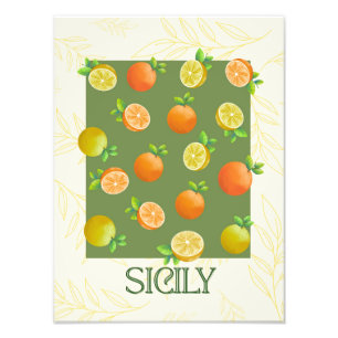 Sicily Citrus Wall Art Italiensk Orange & Lemon Fototryck