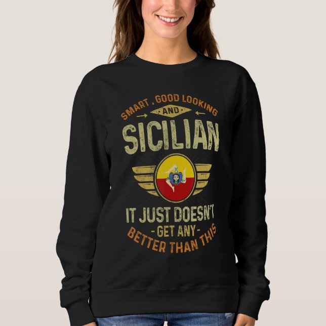 Sicily Flag Proud Sicilians Men & Women T Shirt (Framsida)