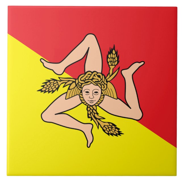 Sicily Flagga Tile Kakelplatta (Framsidan)