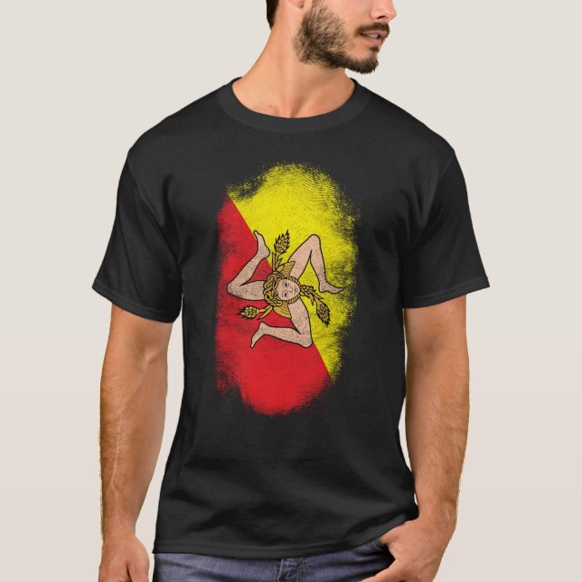 Sicily flaggasouvenir - bekymrad Sicilian design T Shirt (Framsida)