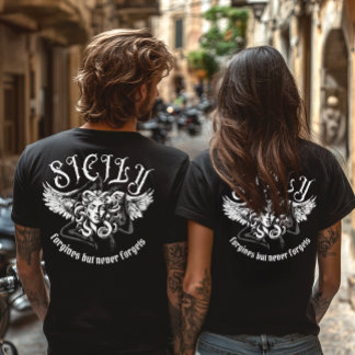 Sicily Forgives but Never Forgets Gothic Trinacria T Shirt