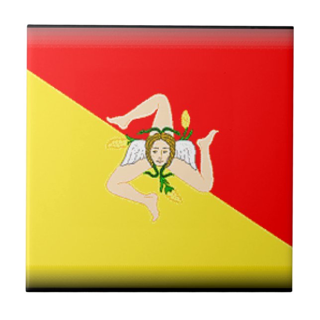 Sicily (italien) flagga kakelplatta (Framsidan)