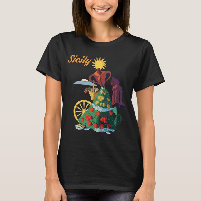 Sicily Italien Sol & Frukt Retro Resa T-Shirt (Framsida)