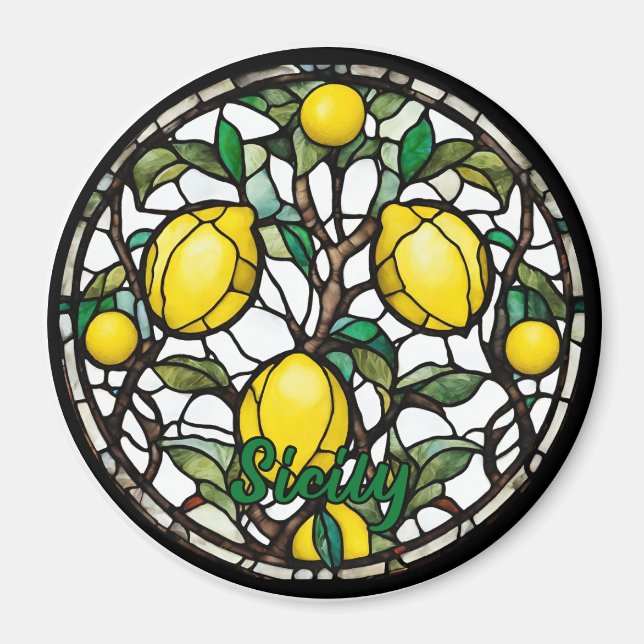 Sicily Lemon Tree Souvenir Magnet (Framsidan)
