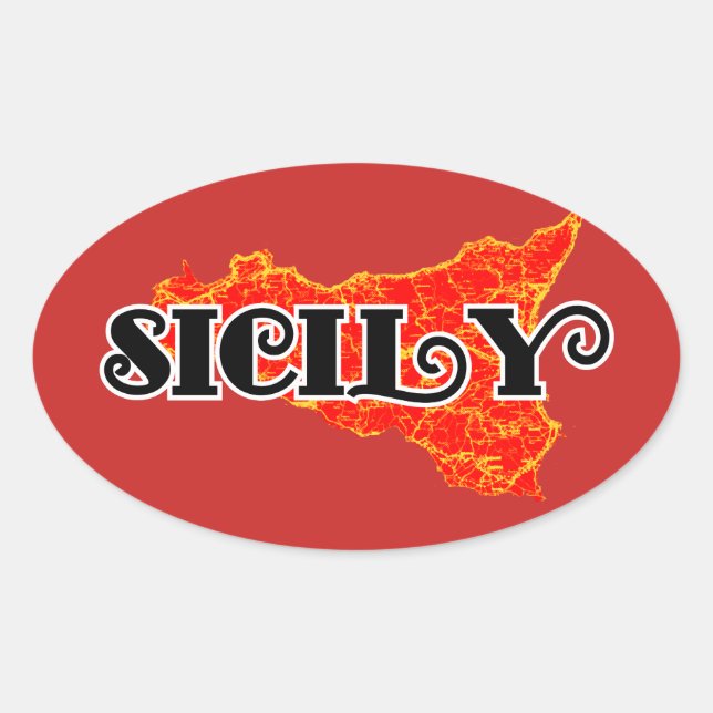 Sicily Ovalt Klistermärke (Framsida)