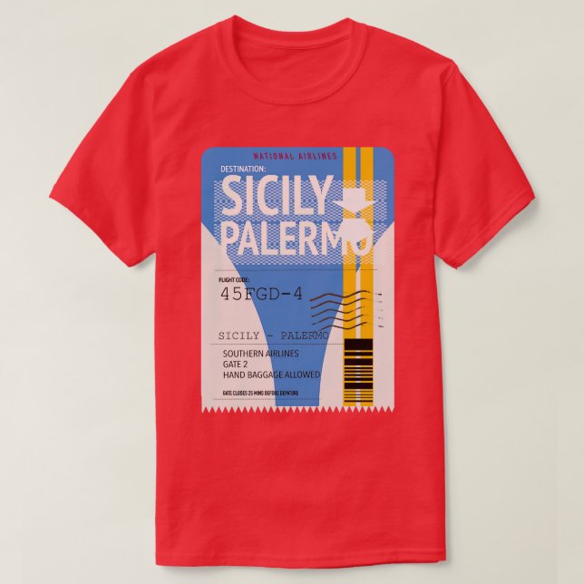 Sicily Palermo flygplan biljett T Shirt (Design framsida)