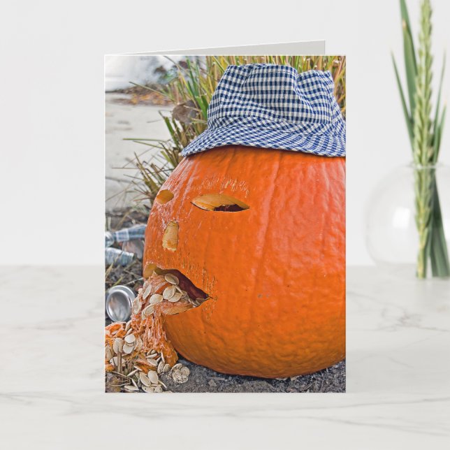 Sick Halloween Pumpkin Helgkort (Framsida)