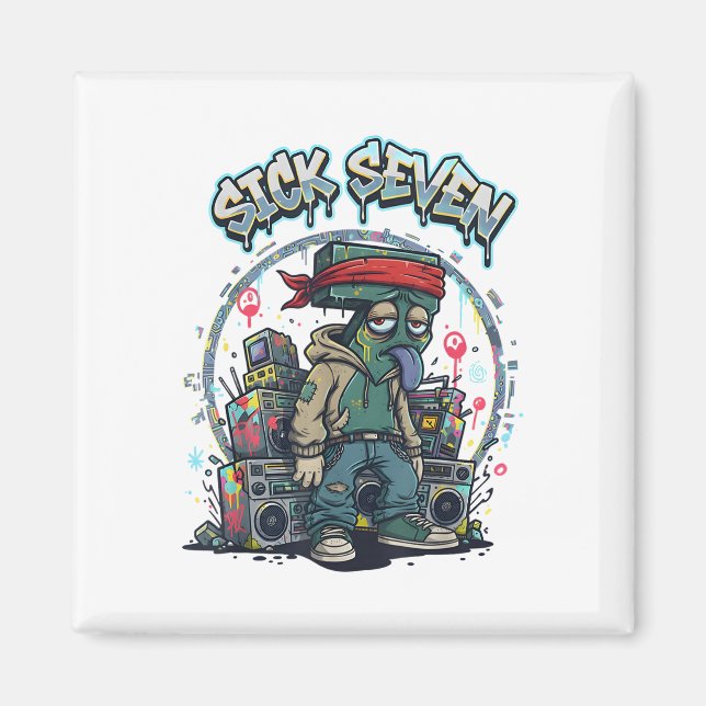 Sick Seven 67 Graffiti Meme Six Seven Fun Street U Magnet (Framsidan)