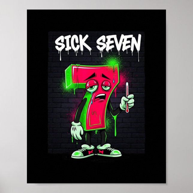 Sick Seven 67 Meme Halloween-kostym Rolig Retro Hu Poster (Framsidan)