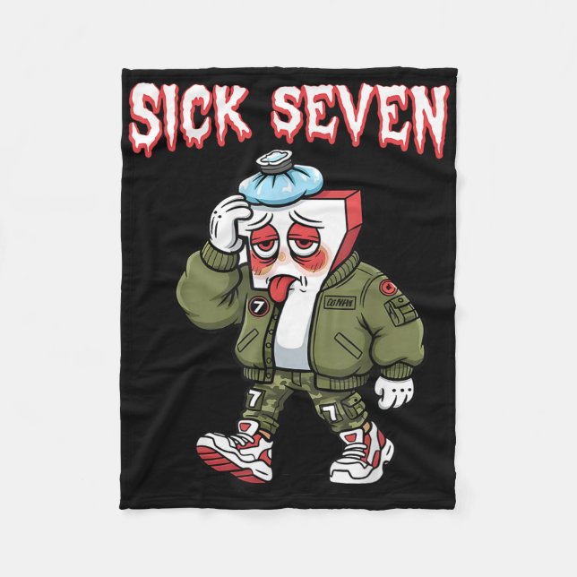 Sick Seven 67 Meme Rolig Gen Alpha Slang Brainrot  Fleecefilt (Framsidan)