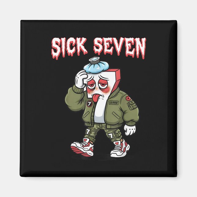 Sick Seven 67 Meme Rolig Gen Alpha Slang Brainrot  Magnet (Framsidan)